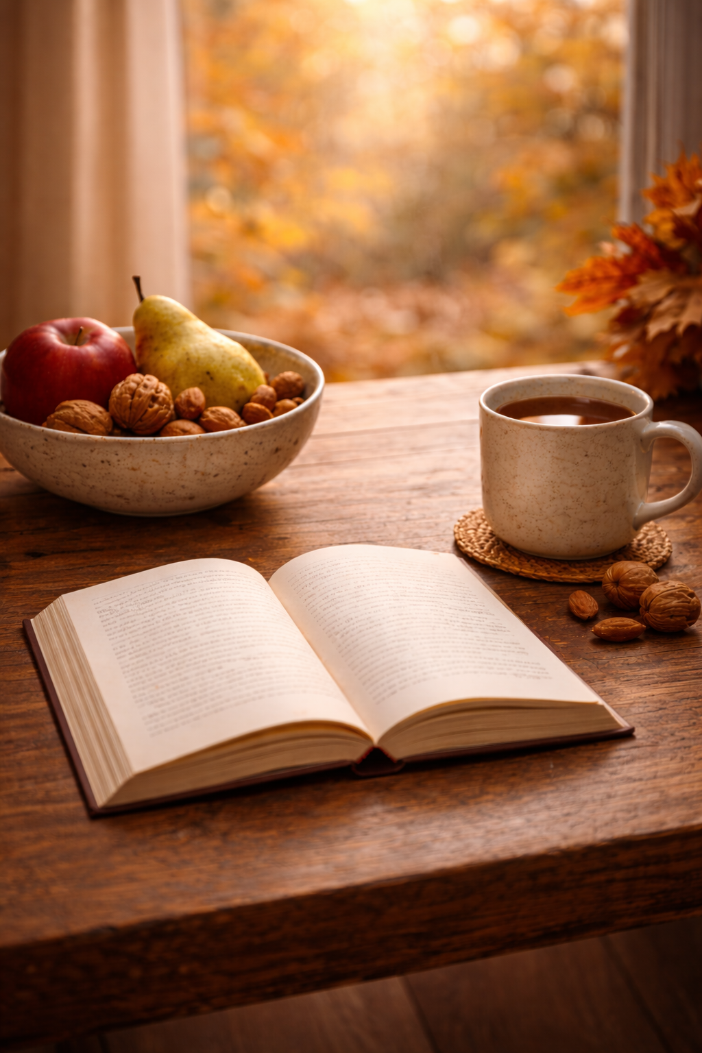 stilleven in herfst met gezonde keuzes